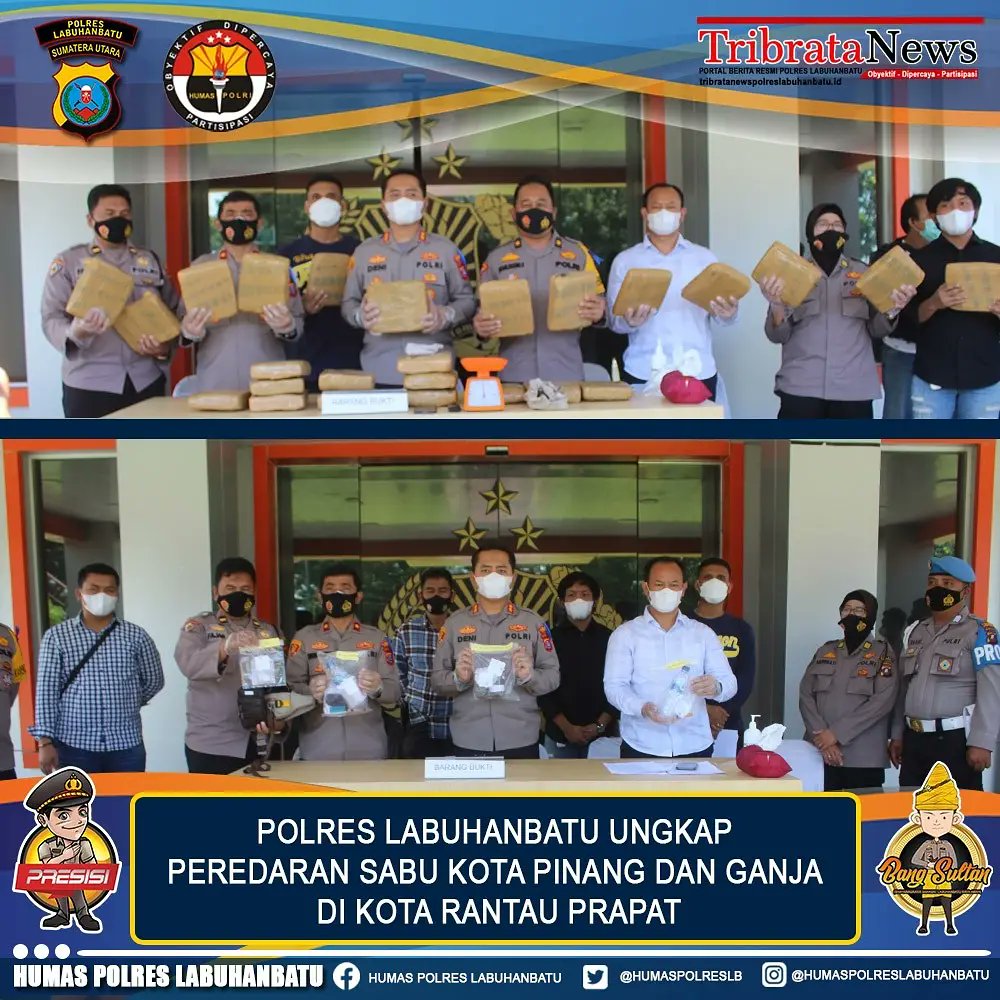POLRES LABUHANBATU UNGKAP PEREDARAN SABU KOTA PINANG DAN GANJA DI KOTA RANTAUPRAPAT
