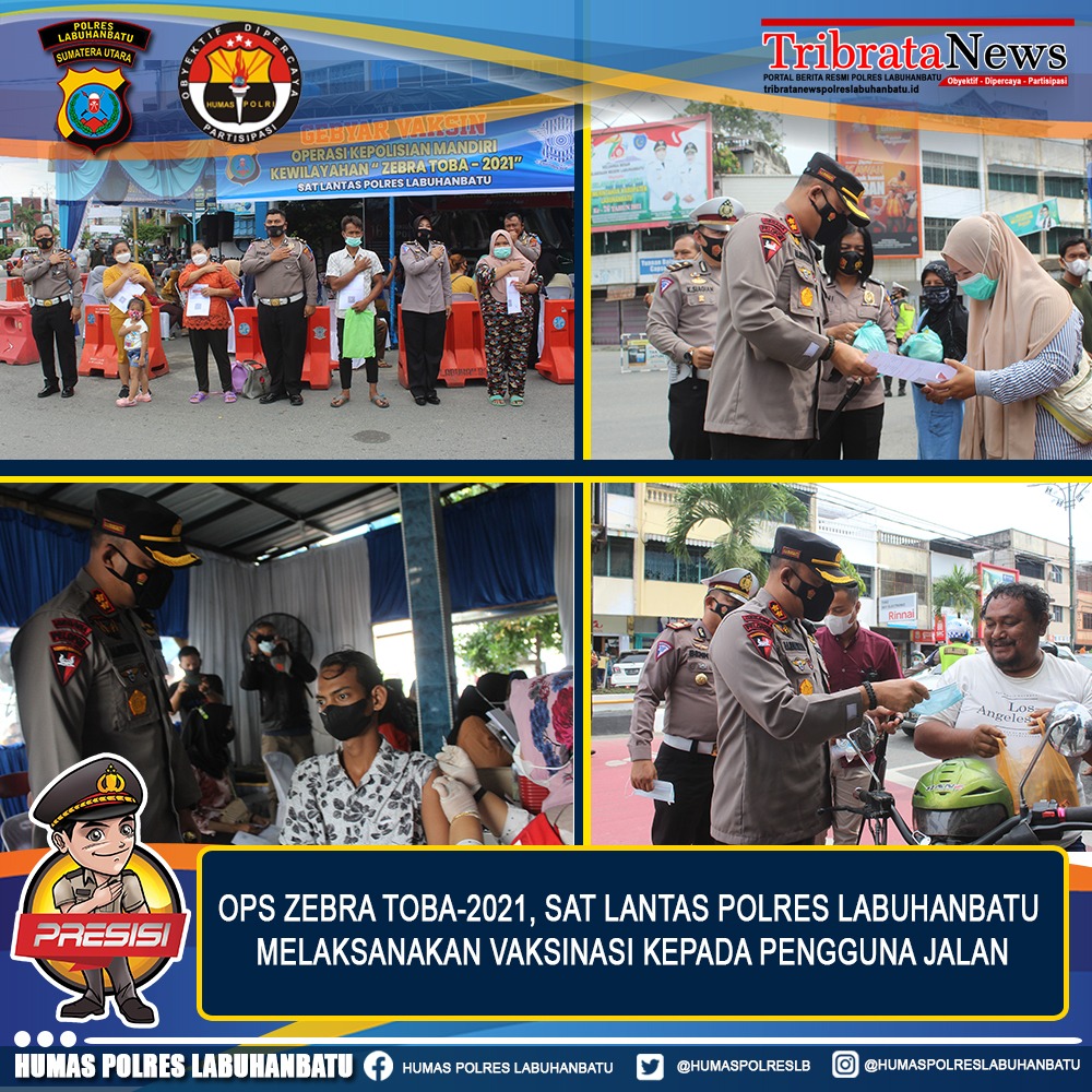 Ops Zebra Toba 2021  SAT LANTAS POLRES LABUHANBATU MELAKSANAKAN VAKSINASI KEPADA PENGGUNA JALAN