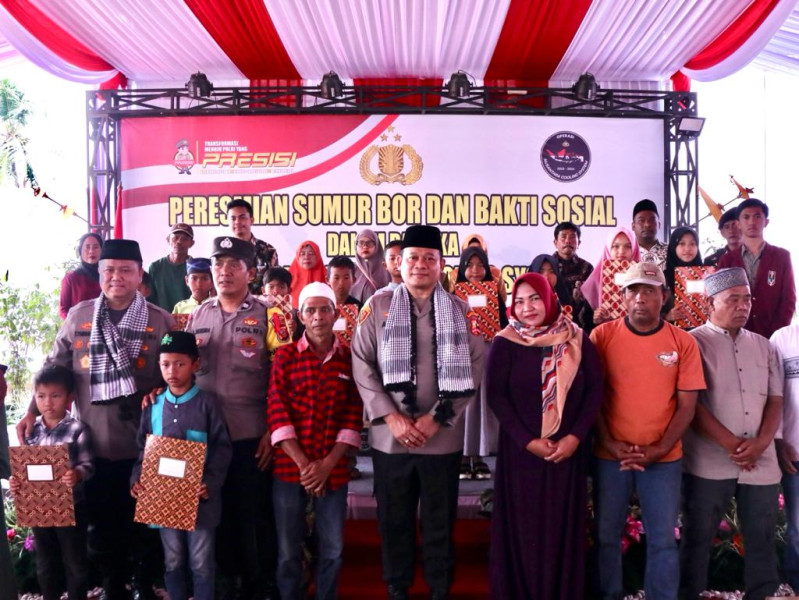 Bahagianya Warga Ciamis dapat Bantuan Sumur Bor dan  Paket Sembako dari Operasi NCS Polri