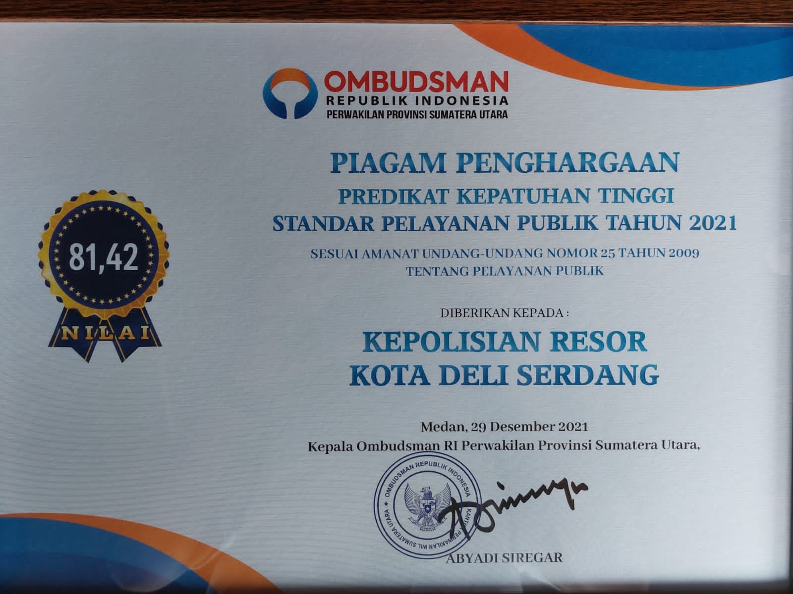 Kapolresta Deliserdang: Keberhasilan bersama Masyarakat