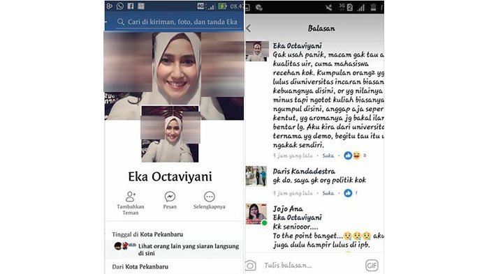 Dilaporkan Mahasiswa UIR ke Polda Riau, Inilah Postingan Eka Octaviyani yang Diduga Ujaran Kebencian