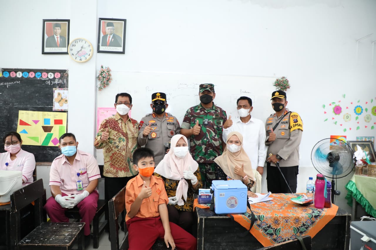 Pantau Vaksinasi Anak di Tebing Tinggi, Kapolda Sumut : dalam Dua Minggu harus sudah Selesai