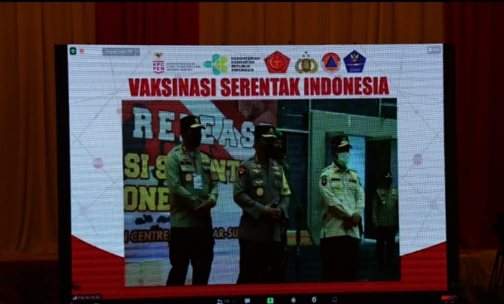 Zoom Meeting Serentak dengan Kapolri, Polresta Deli Serdang Gelar Vaksinasi Massal