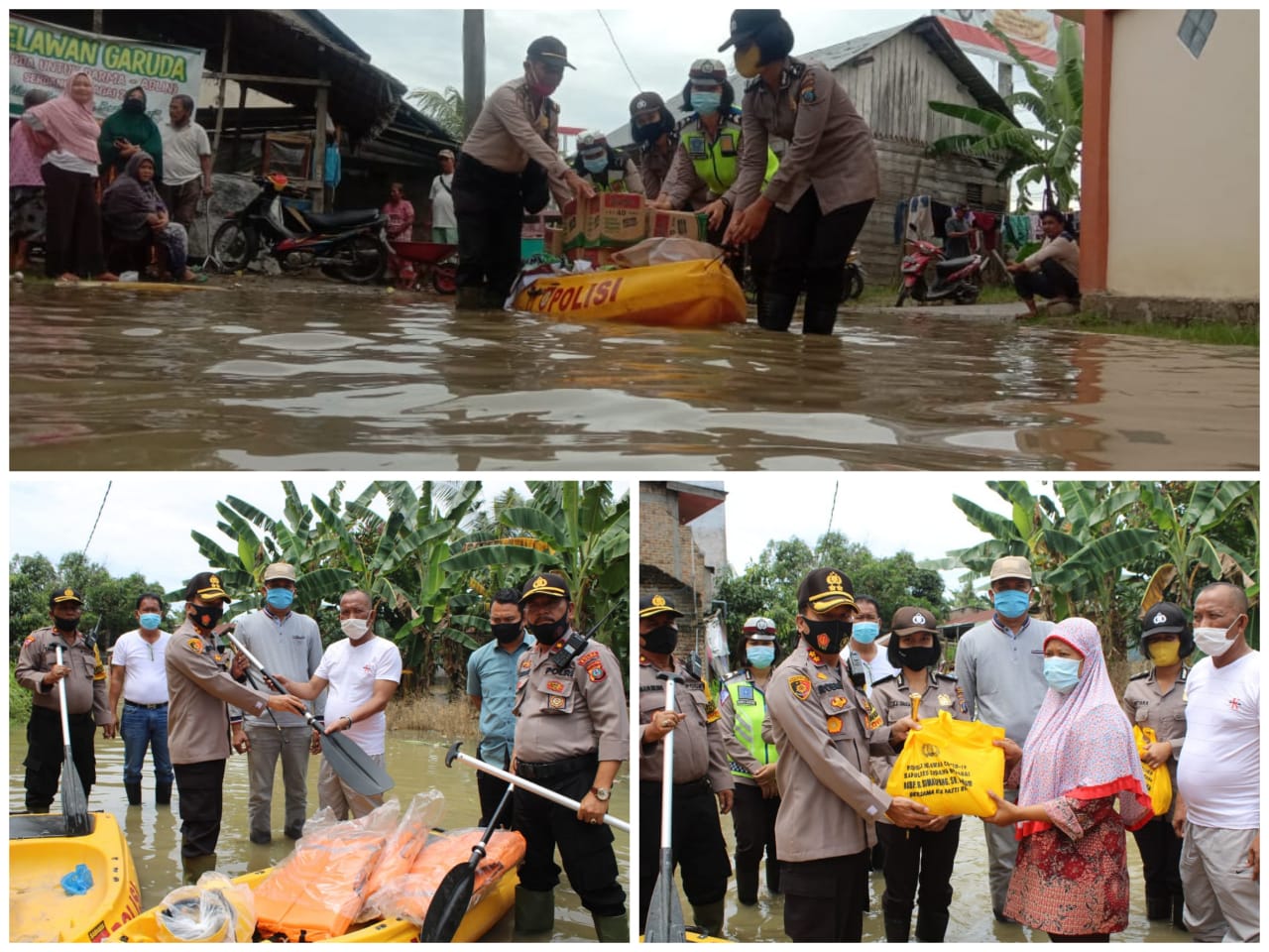 Tanggap Korban Banjir  Kapolres Sergai Berikan Bantuan Sembako