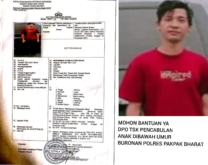 Keluarga Korban Minta Polisi Segera Tangkap Pelaku Pencabulan, Kasat : Kepada Orang Tua Tersangka Ag