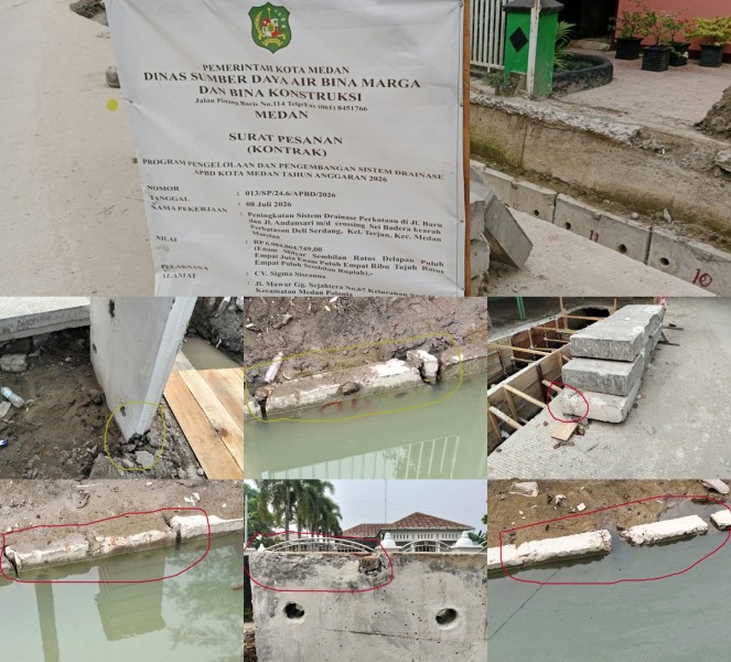 Kualitas U-Ditch Proyek Drainase di Medan Marelan Disorot