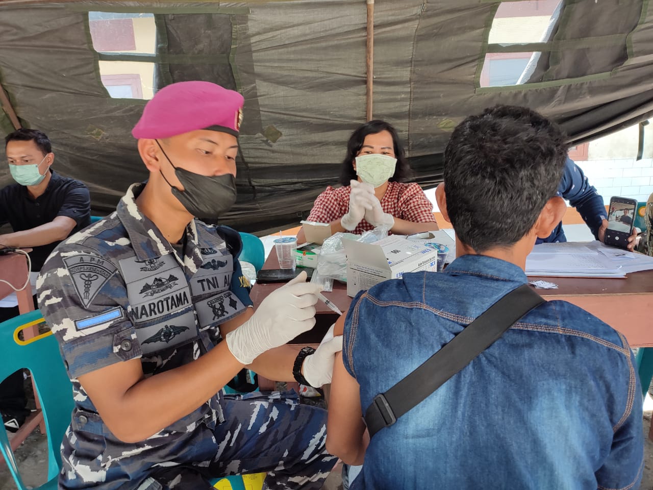 YONIF 8 MARINIR BERSAMA POLRES LANGKAT DAN DINAS KESEHATAN KAB. LANGKAT TERUS BERSINERGI MELAKSANAKA