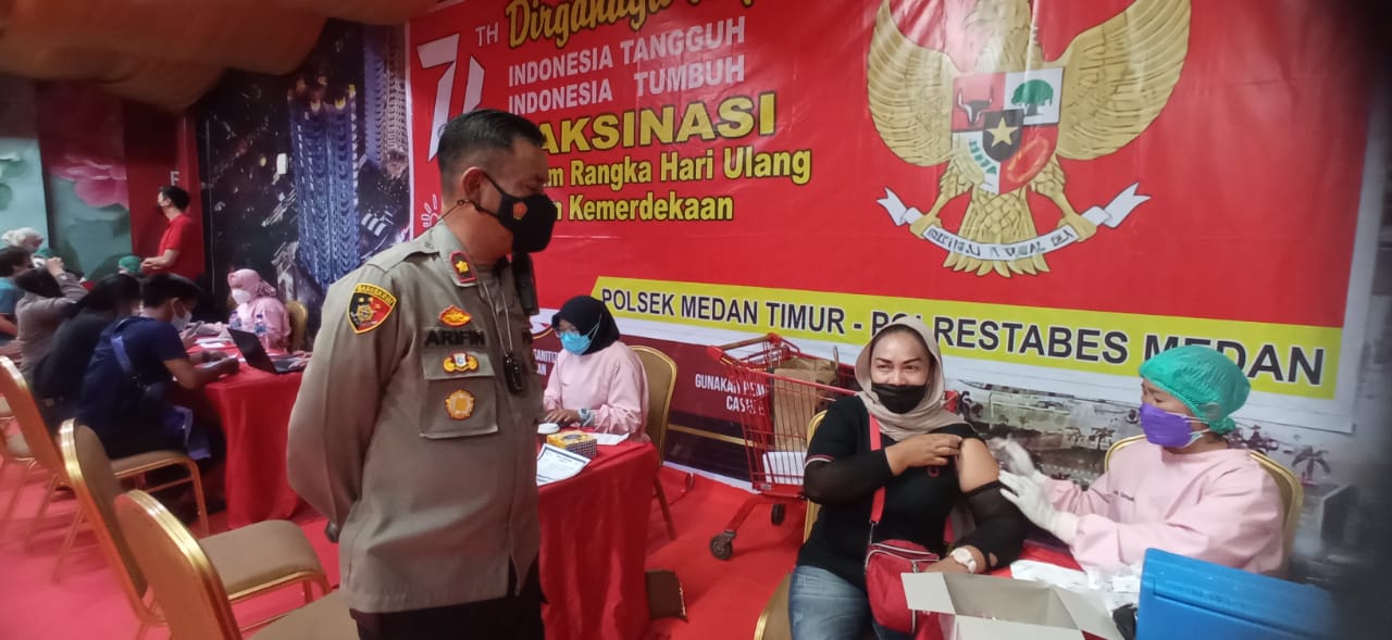 Polsek Medan Timur kembali Laksanakan Vaksinasi Covid-19 Merdeka Dosis II