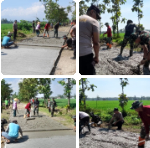 Sinergi TNI, Polri, Pemda dan Warga Percepat TMMD Reguler ke-128 Kodim 0725/Sragen di Desa Puro Kecamatan Karangmalang