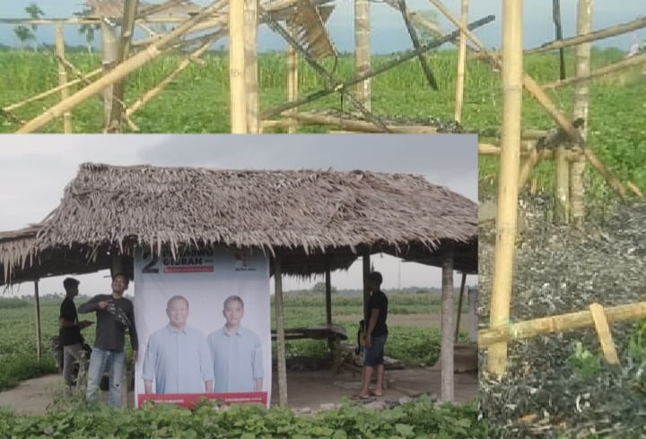 Posko Pemenangan Capres Prabowo - Gibran Dibakar OTK di Guldah Tanah Merah