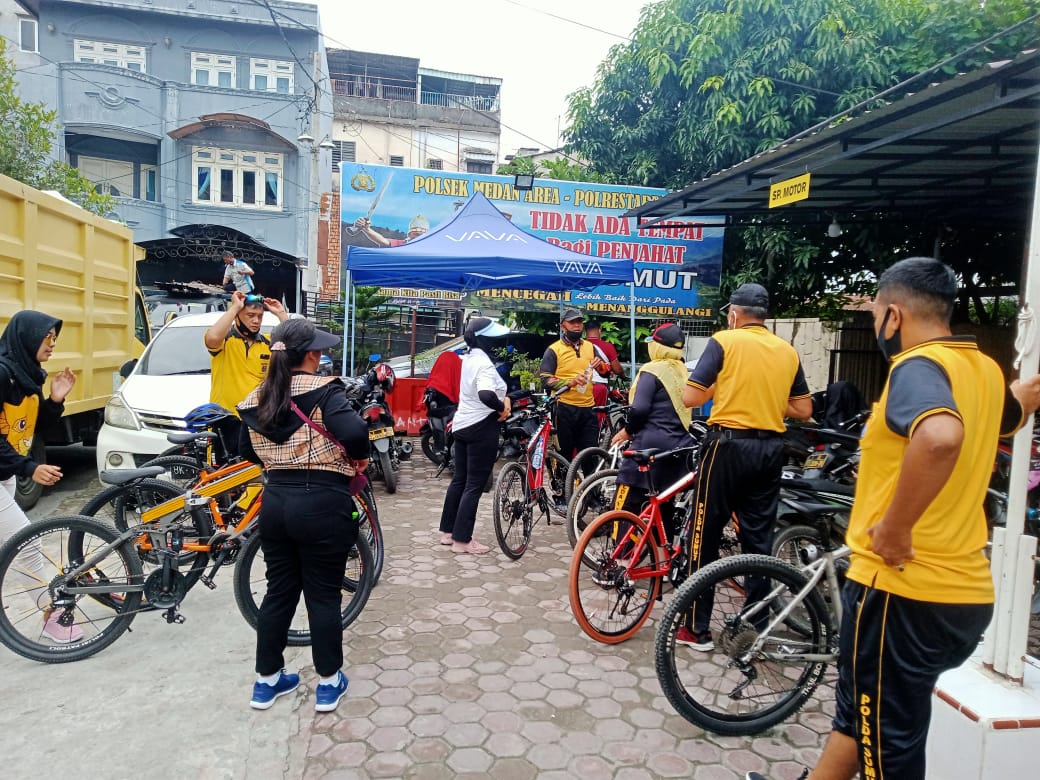 Jaga Tubuh Tetap Sehat Saat Bertugas Ditengah Pandemi, Polsek Medan Area Adakan Kegiatan SAPTU GOWES