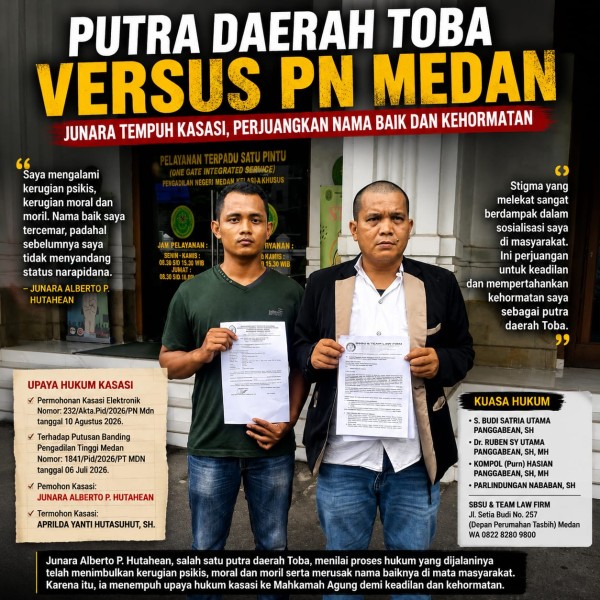 Perkara Junara Alberto Masuk Babak Kasasi, SBSU Law Firm Tuntut Transparansi Hukum