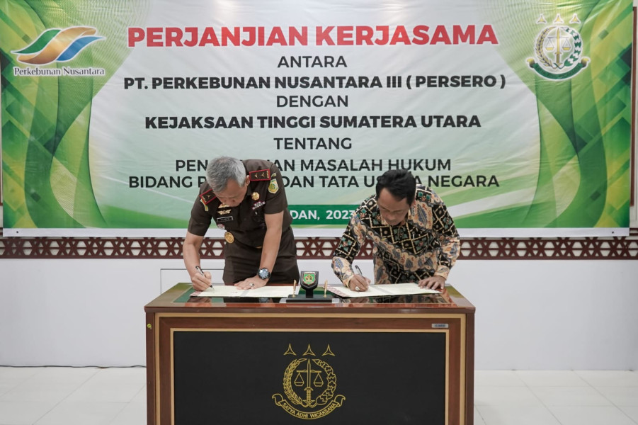 PTPN III (Persero) dan Kejaksaan Tinggi Sumatera Utara Tandatangani Perjanjian Kerja Sama