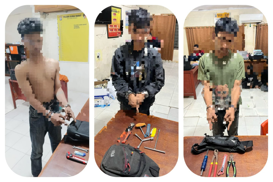 Polsek Dumai Barat Berhasil Mengamankan Tiga Pencuri  Perumahan PHR