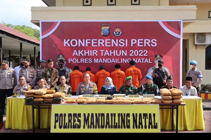 Kapolres Madina Pimpin Konfrensi Pers Paparan Akhir Tahun 2022