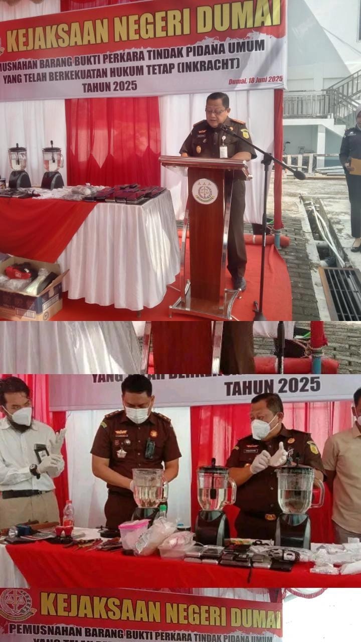 Kejaksaan Negeri Dumai Laksanakan Pemusnahan Barang Bukti yang telah Inkracht Tahun 2025
