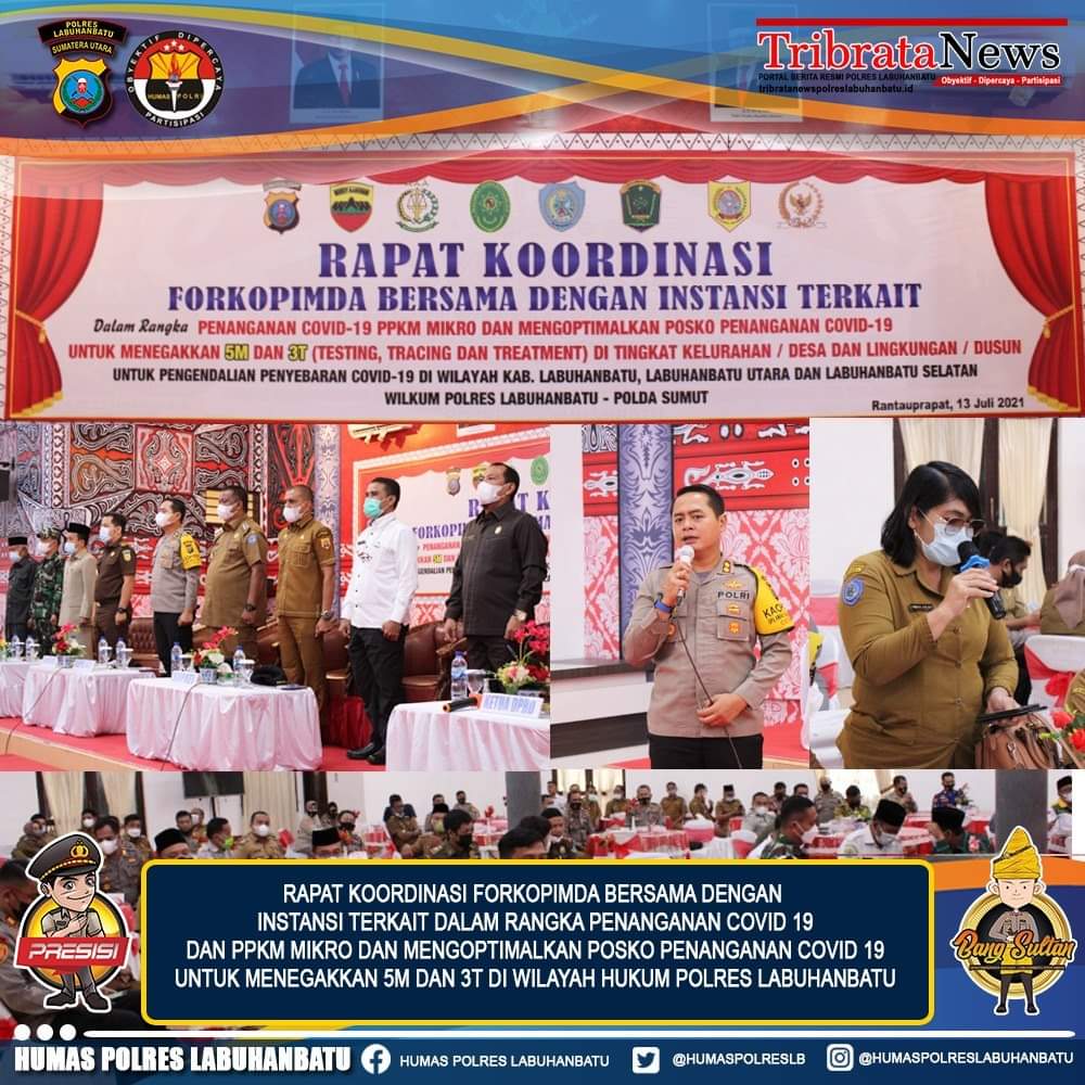 Kapolres Labuhanbatu Pimpin Rakor dengan Forkopimda se-Labuhanbatu Raya Terkait Penanganan Covid -19