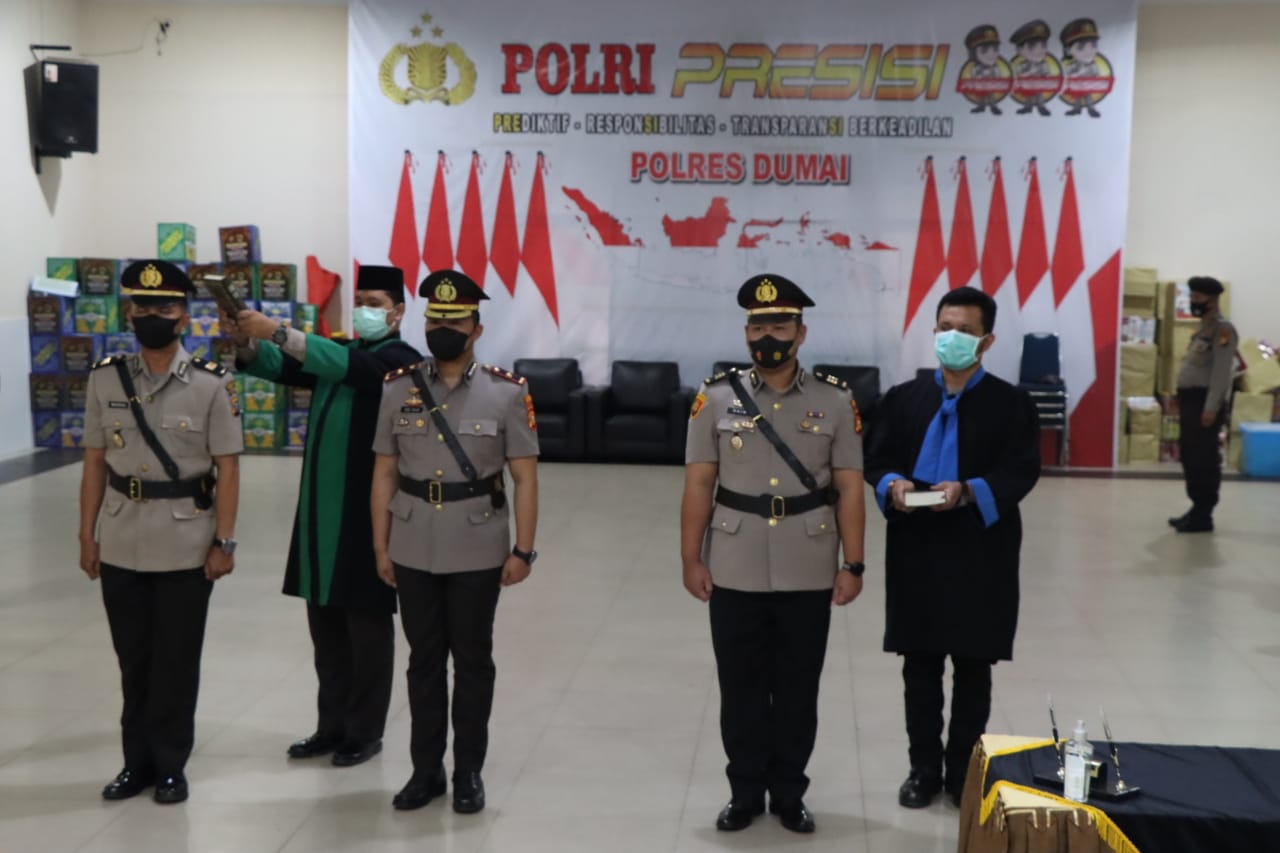 KapolresDumai Pimpin Sertijab Kabag Log dan Kapolsek Dumai Timur  Polres Dumai
