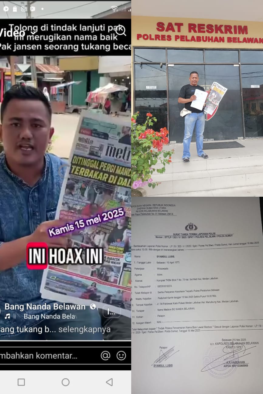 Bangun Narasi Buruk kepada Harian Metro24, Konten Kreator Bang Nanda Belawan Resmi Dilaporkan Ke Polisi