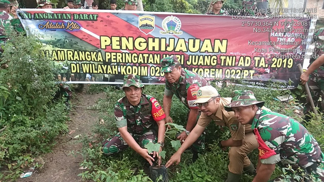 Dalam Rangka Hari Juang TNI AD, Kodim 0207/Simalungun Laksanakan Penghijauan