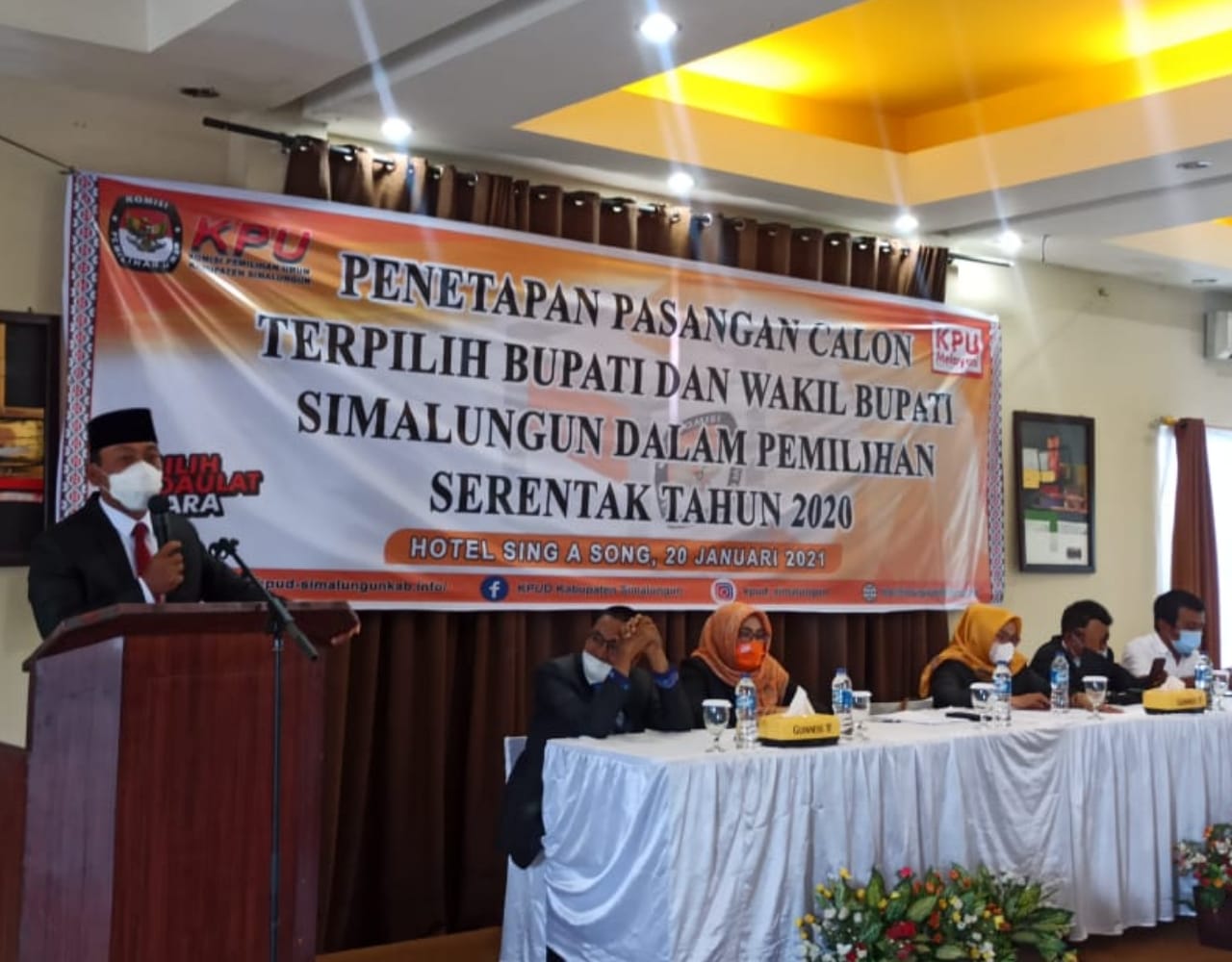 KPUD Simalungun Tetapkan Bupati Dan Wakil Bupati Terpilih