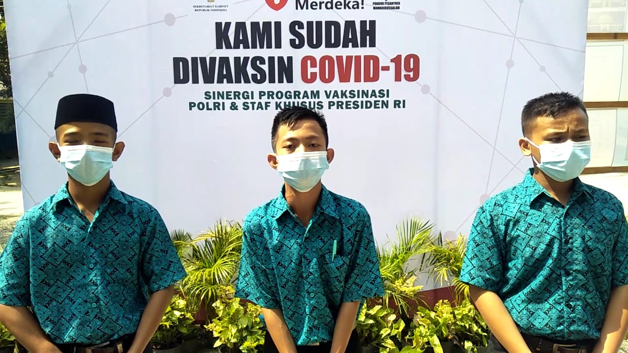 Ikuti Vaksinasi Merdeka Polri, Santri Ponpes Mawaridussalam Ucapkan Terima Kasih