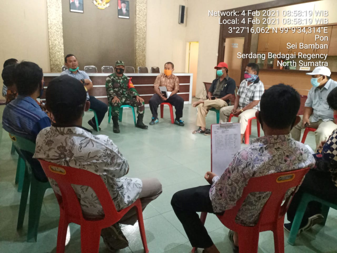 Babinsa Koramil 10/Sei Rampah Kordinasi Giat PPKM Desa Pon