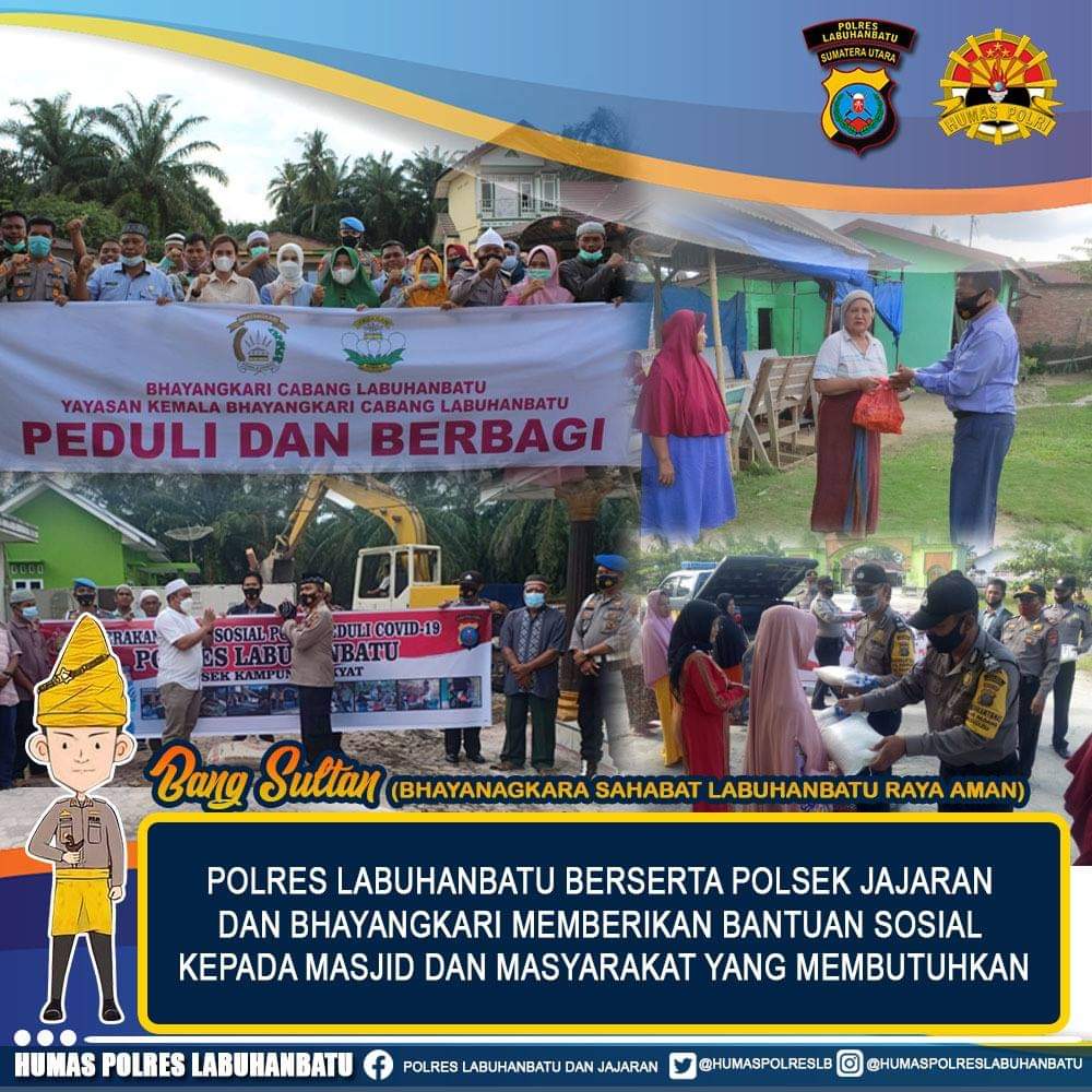 Ketua Bhayangkari Cabang Labuhanbatu sumbangkan 100 zaq semen untuk pembangunan masjid Al Ikhlas Sid