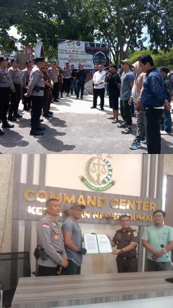 Kasi Pidsus Dan Kapolsek Dumai Timur Menerima Baik Kedatangan Fap Tekal Aksi Demo