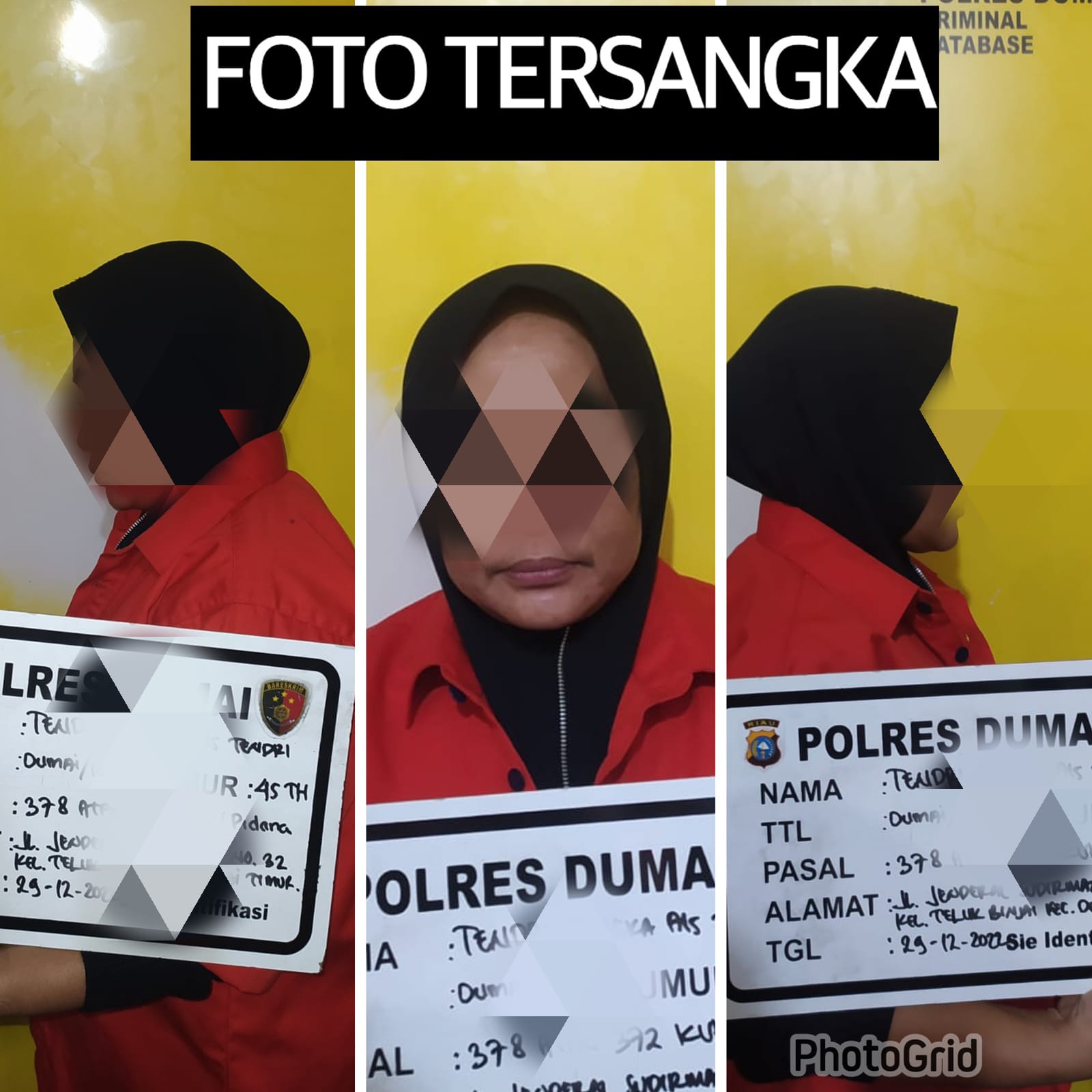 TS Tsk Kasus 372 dan 378  Diamankan Satreskrim Polres Dumai