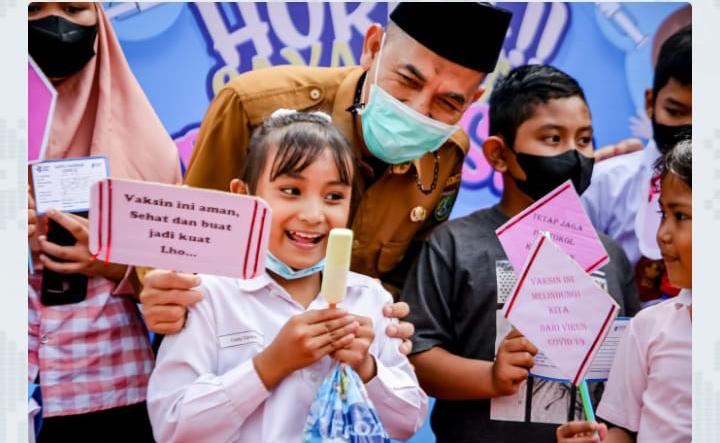 Walikota Dumai Tinjau Langsung Vaksinasi Anak Usia 6 s/d 11 thn