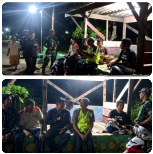 Babinsa Koramil 12/Eromoko Bersinergi dengan Linmas Jaga Keamanan Wilayah pada Malam Hari