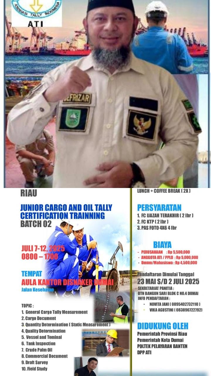 DPW Asosiasi Tally Indonesia Riau Mengadakan Diklat Tally Mandiri Indonesia  Membuat Kesepakatan Mou, Ketua Jefrizar Angkat Bicara