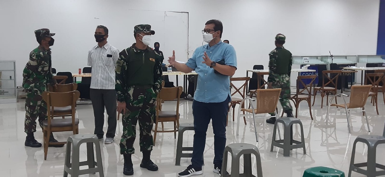 Kodim 0726/Sukoharjo Gelar serbuan vaksinasi TNI-PolriDosis ke 2 di Sentra Niaga Solobaru