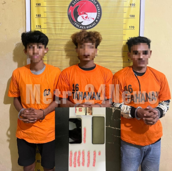 Lagi - Lagi Sat Narkoba Polres Binjai Gagalkan Tiga Pemuda Edarkan Ekstasi