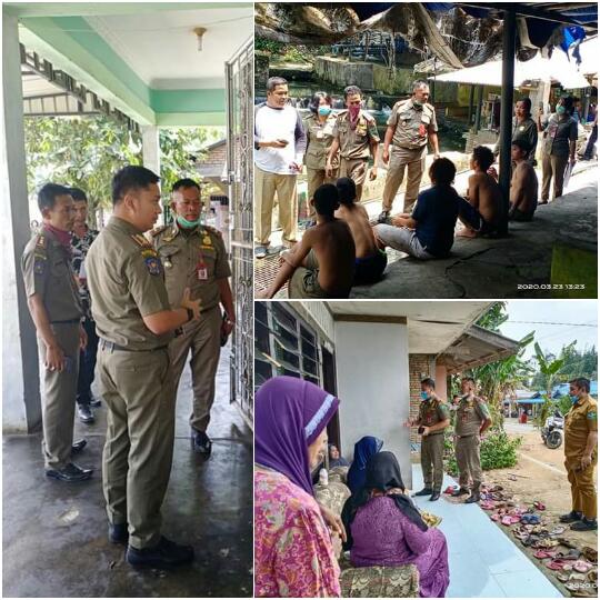 Satpol PP dan Kesbangpol Simalungun Sosialisasi Upaya Pencegahan Virus Corona 