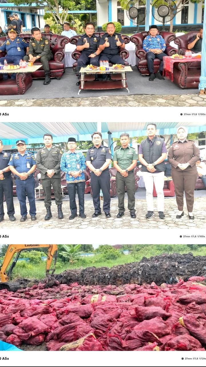 Bea Cukai Dumai Lakukan Pemusnahan 2.500 Karung Bawang Merah