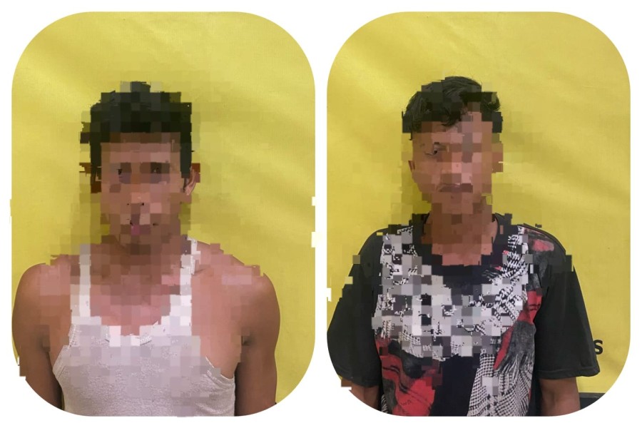 Dua Pria Berinisial MA dan DP Diaman kan Polsek Sungai Sembilan Dugaan Pencuri Buah Sawit Milik Warga