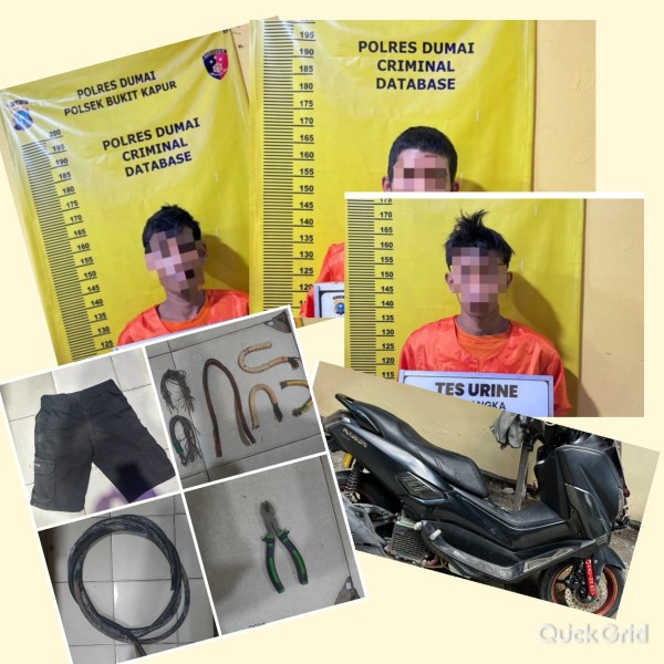 Polsek Bukit Kapur Ringkus Tiga Komplotan Pencuri Kabel Tower Telekomunikasi di Dumai