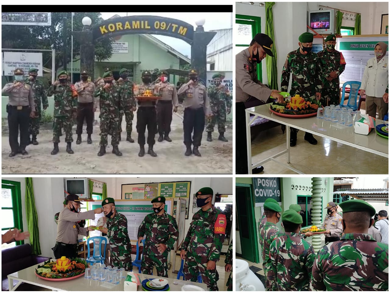 HUT Ke -75 TNI Jajaran Polres Sergai Polsek Teluk Mengkudu Kunjungi Mako Koramil 09/TM
