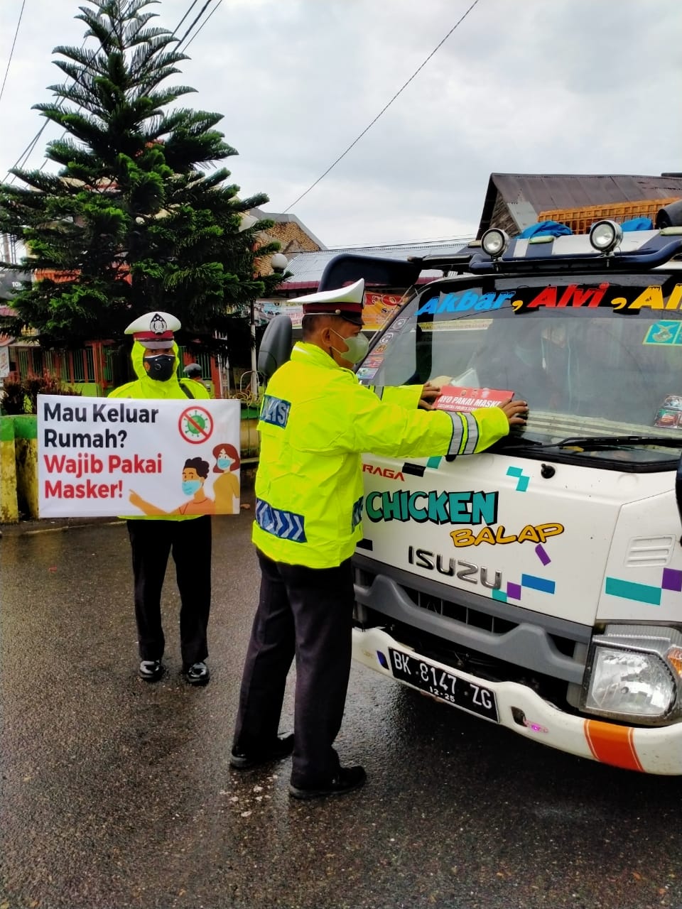 Satlantas Polres Sergai Imbau Pengendara dan Masyarakat Taat Berlalu Lintas Patuhi Prokes 
