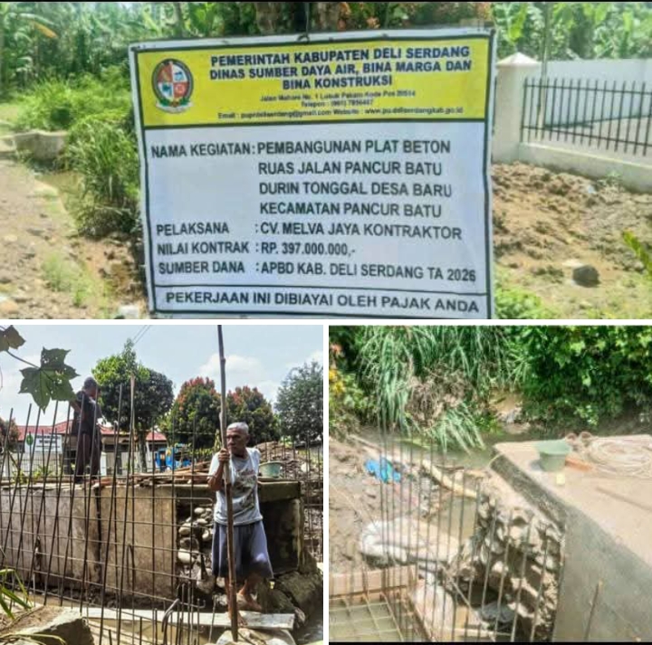 Proyek Rp397 Juta Dianggarkan, Jembatan Desa Baru Pancur Batu Dibangun di Atas Pondasi Lama, Warga Protes
