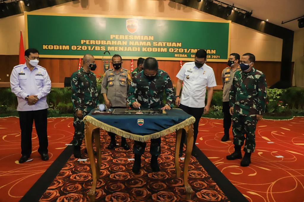 Pangdam I/BB Resmikan Perubahan Nama Satuan Kodim 0201/BS Menjadi Kodim 0201/Medan