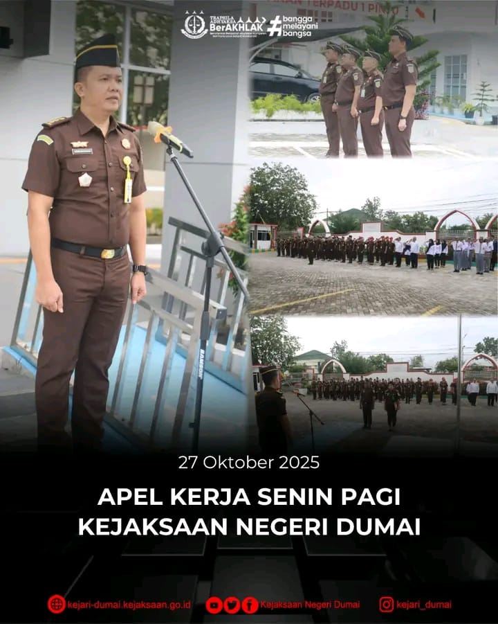 Kejaksaan Negeri Dumai Gelar Apel Kerja Senin Pagi, Tekankan Kedisiplinan dan Integritas