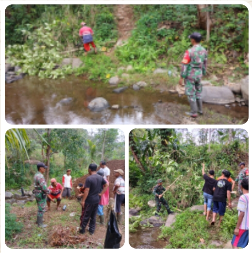Gotong Royong Babinsa dan Warga Desa Candi, Wujud Nyata Kebersamaan dan Kepedulian Lingkungan