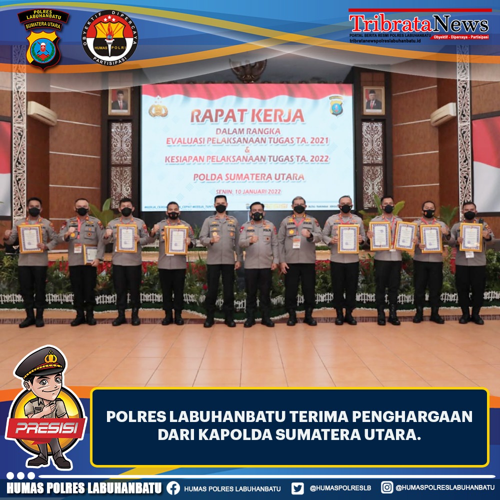 Polres Labuhanbatu Terima Penghargaan dari Kapolda Sumatera Utara