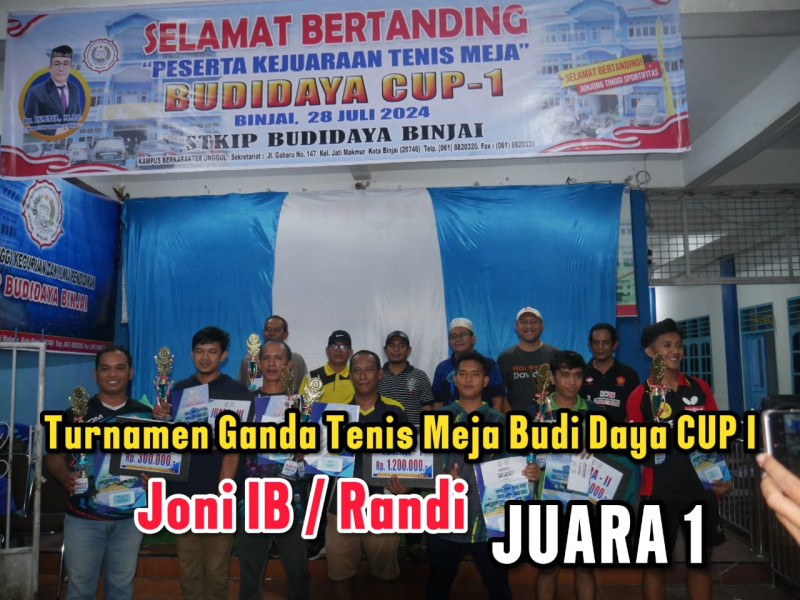 Joni IB/Randi Raih Juara Turnamen Ganda Budi Daya CUP I Di Binjai Diikuti 70 Peserta