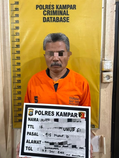 Bejat! Pensiunan PNS di Kampar Cabuli Bocah 7 Tahun, Ditangkap Saat Jaga Pertamini