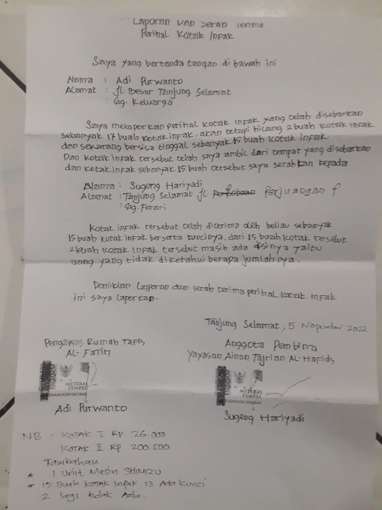 Disinyalir Terjadi Penyelewengan Dana APBD, Yayasan ATAH Tanjung Selamat Layak Diusut APH