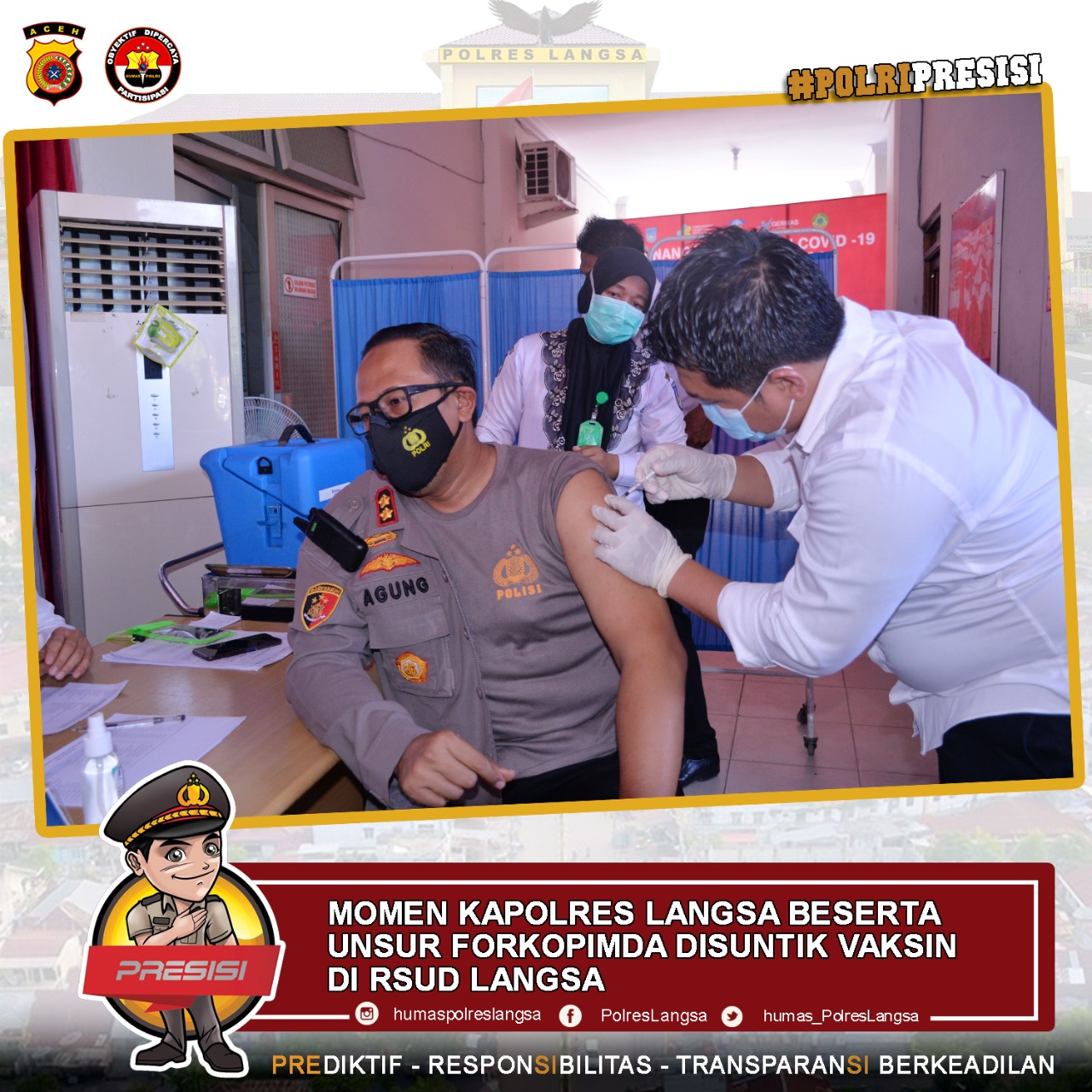 Kapolres Langsa Contoh Pertama Bagi Jajarannya Suntik Vaksin Sinovac